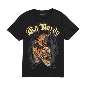 Black Ed Hardy Crawling Tiger Tee | HTMBFEJ-65