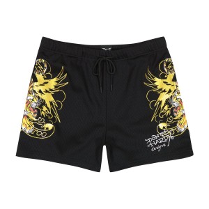 Black Ed Hardy Crawling Tigers Short | DROXZPW-27