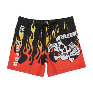 Black Ed Hardy Fire LKS Skull Mens Short | WZODVAK-94