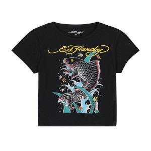 Black Ed Hardy Koi Splash Baby Tee | SOHPNUI-05