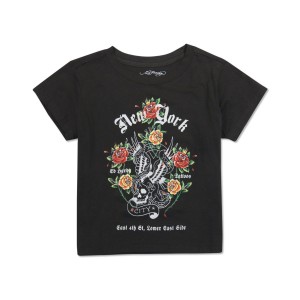 Black Ed Hardy NY Eagle Baby Tee | OHCUVMY-48