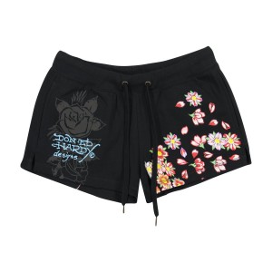 Black Ed Hardy Phoenix Fleece Short | GWHZOXD-60