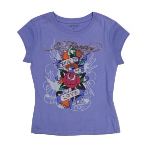 Blue Ed Hardy True Love Cap Sleeve Tee | ULZMGSI-40