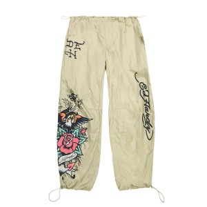 Gold Ed Hardy Eagle Anchor Nylon Parachute Pants | MHIZNXC-54