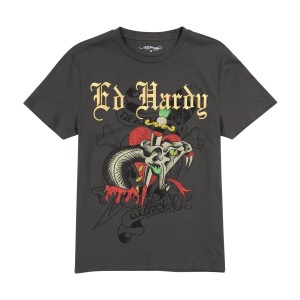 Grey Ed Hardy Dagger Snake Tee | ZGPSXTV-90