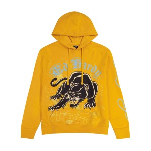 Marigold Ed Hardy Crouching Panther Hoodie | BVHTQGC-83