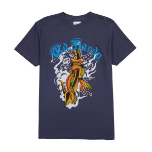 Navy Ed Hardy Dagger Snake Tee | FNYVEKX-65