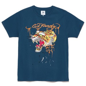 Navy Ed Hardy Screaming Tiger Tee | NDOUQVZ-09