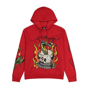 Pink Ed Hardy Flame Cobra Hoodie | LDAQTON-26