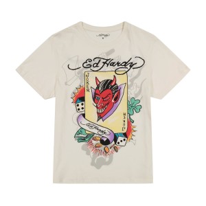 White Ed Hardy Joker Throwback Tee | YHBKTSO-34