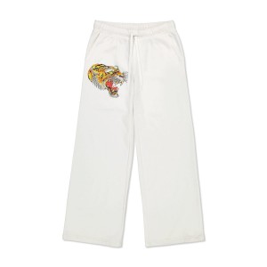 White Ed Hardy Tiger Fleece Sweatpants | WIAQSBL-54