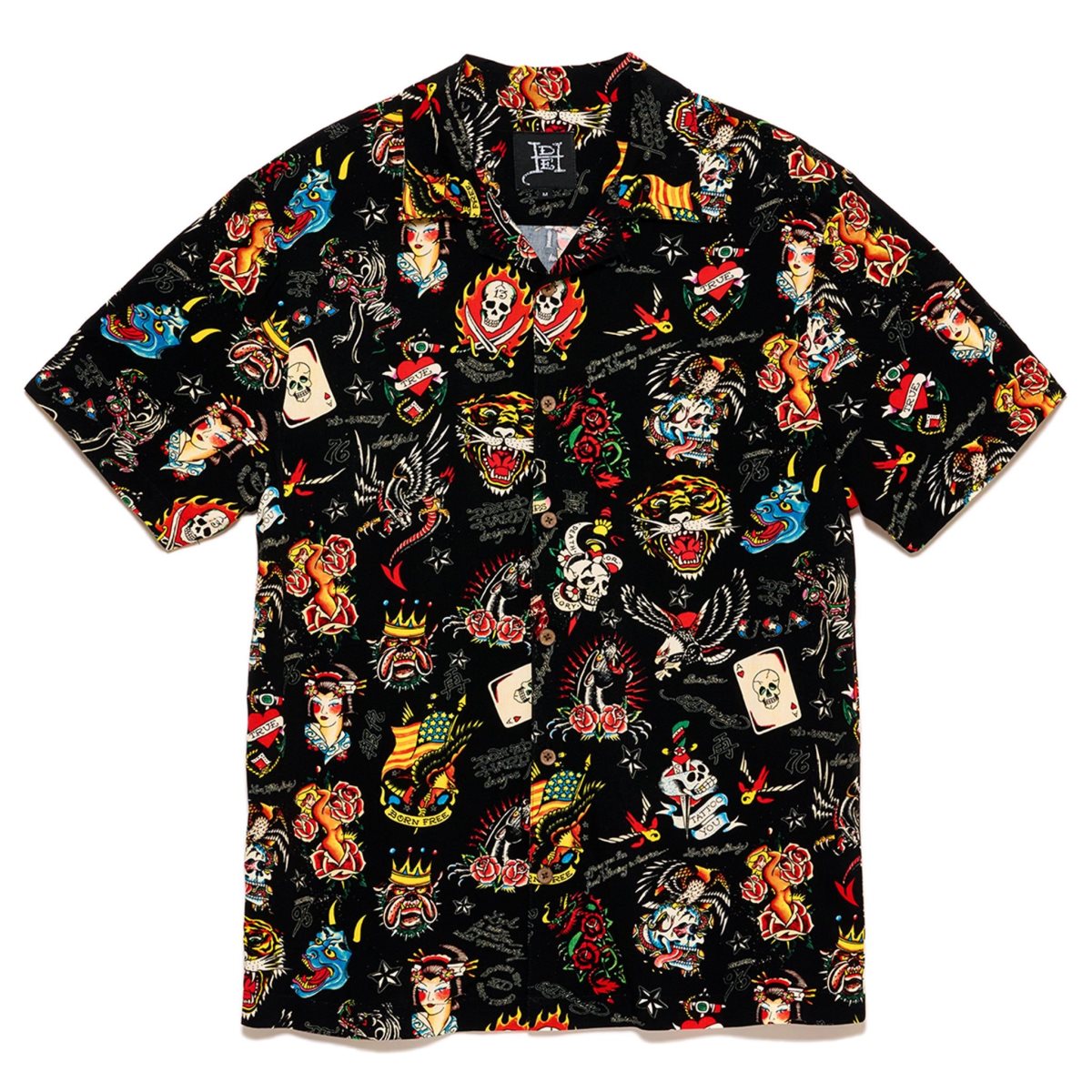 Black Ed Hardy Black Flashboard Camp Shirt | IBTQUHW-80