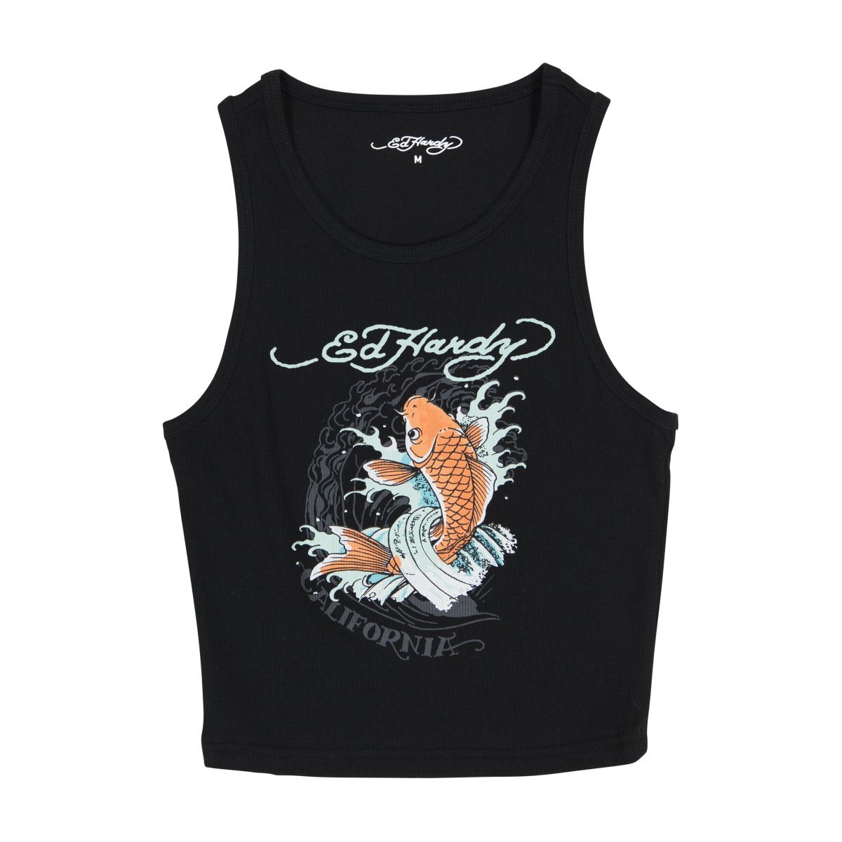 Black Ed Hardy Cali Koi Rib Tank Top | LQTBSRO-06