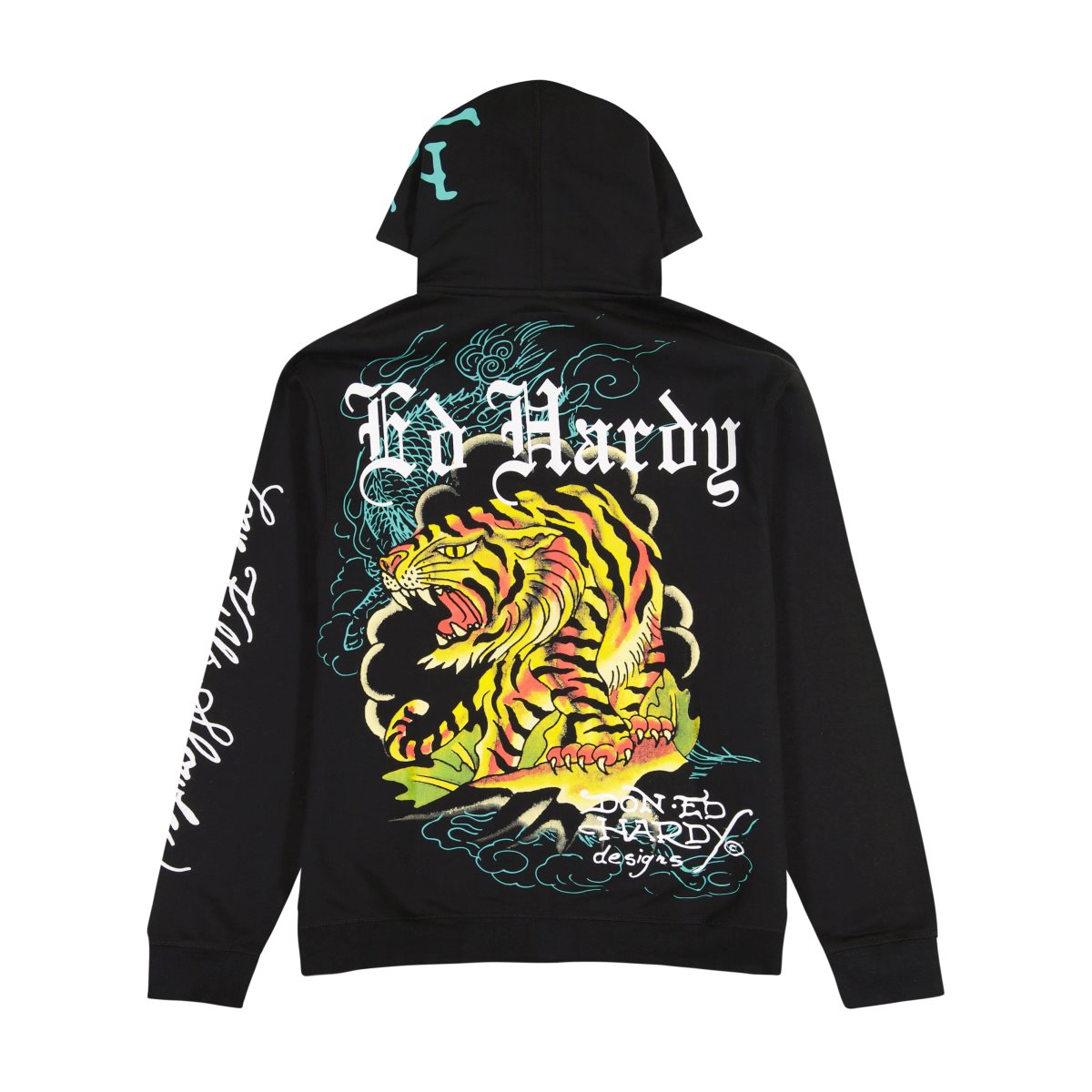 Black Ed Hardy Crawling Tigers Hoodie | HZSPFIT-46