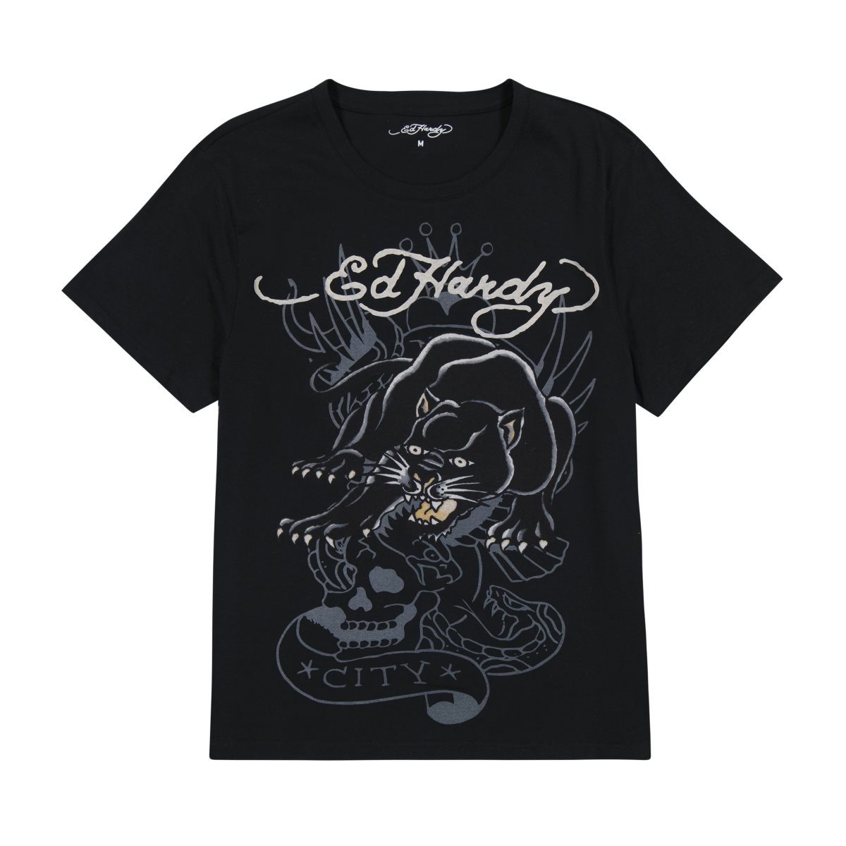 Black Ed Hardy Crouching Panther Tee | CZLXRIT-41