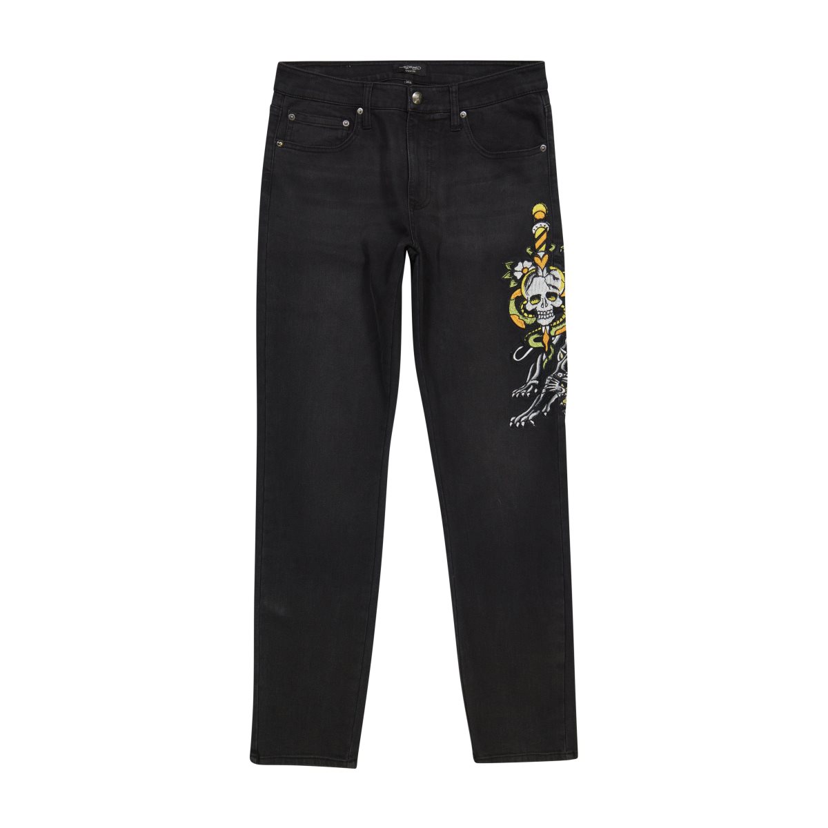 Black Ed Hardy Dagger Skull Slim Taper Jean | RWPYJNS-32