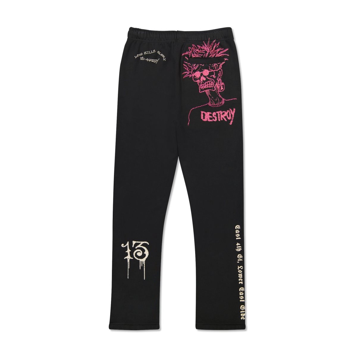 Black Ed Hardy Destroy Skele Sweatpant | ZHKYNVB-48