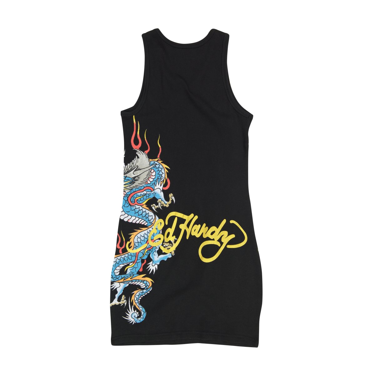 Black Ed Hardy Dragon Rib Tank Dress | HZMWFYR-84