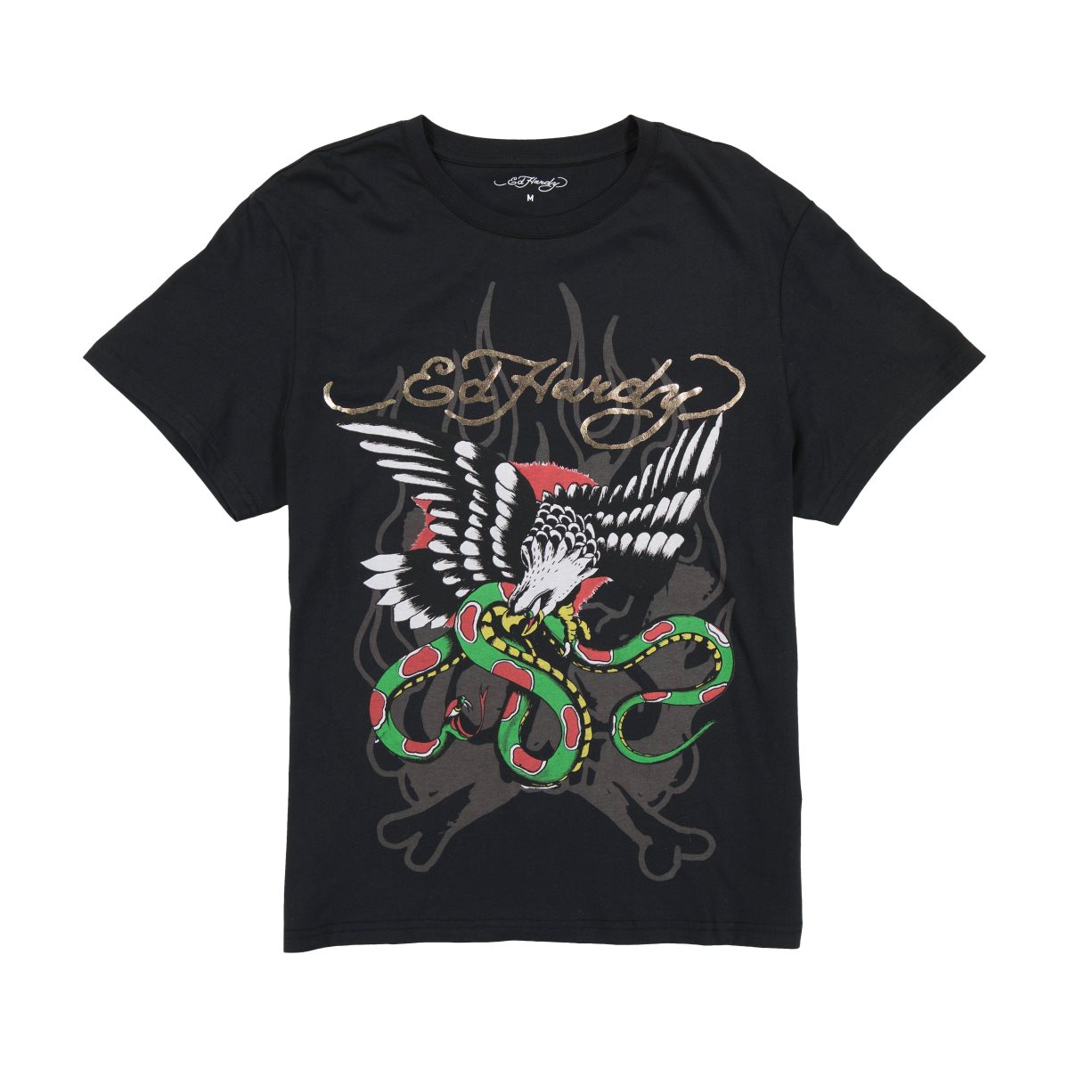 Black Ed Hardy Eagle Snake Mens Tee | CBKOVHR-85