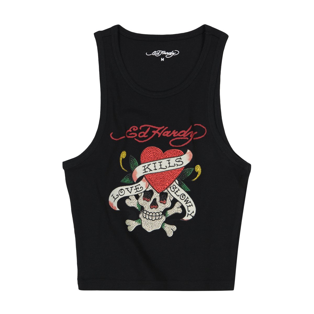 Black Ed Hardy LKS Black Rib Tank Top | EKPBIAM-94