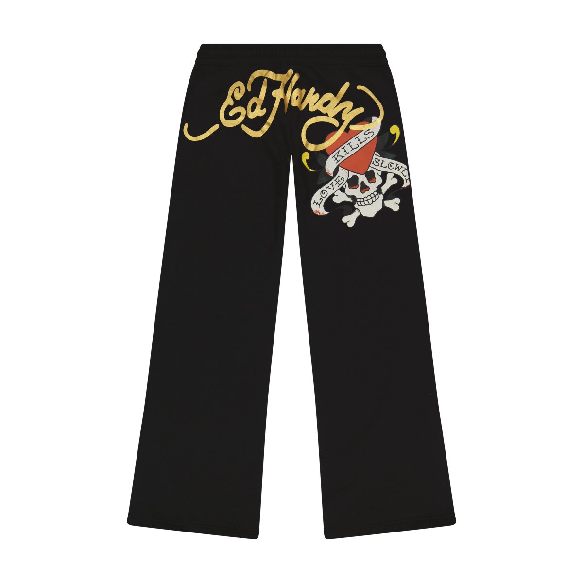 Black Ed Hardy LKS Skull Black Flared Sweatpant | DIFEMKA-96