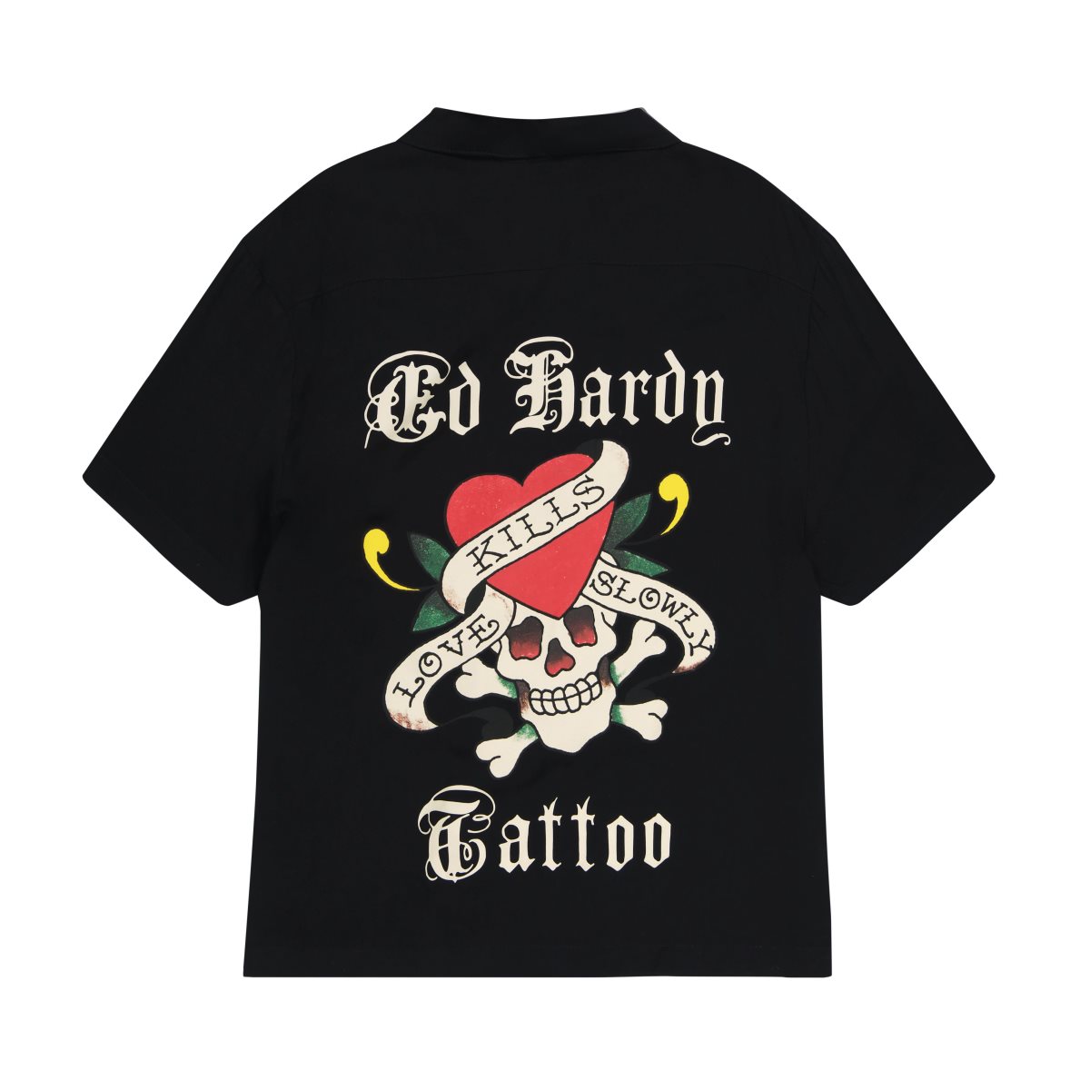 Black Ed Hardy LKS Skull Mens Camp Shirts | LFUDYBQ-41