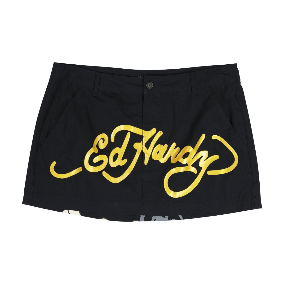 Black Ed Hardy LKS Skull Poplin Mini Skirt | DCLEISA-95