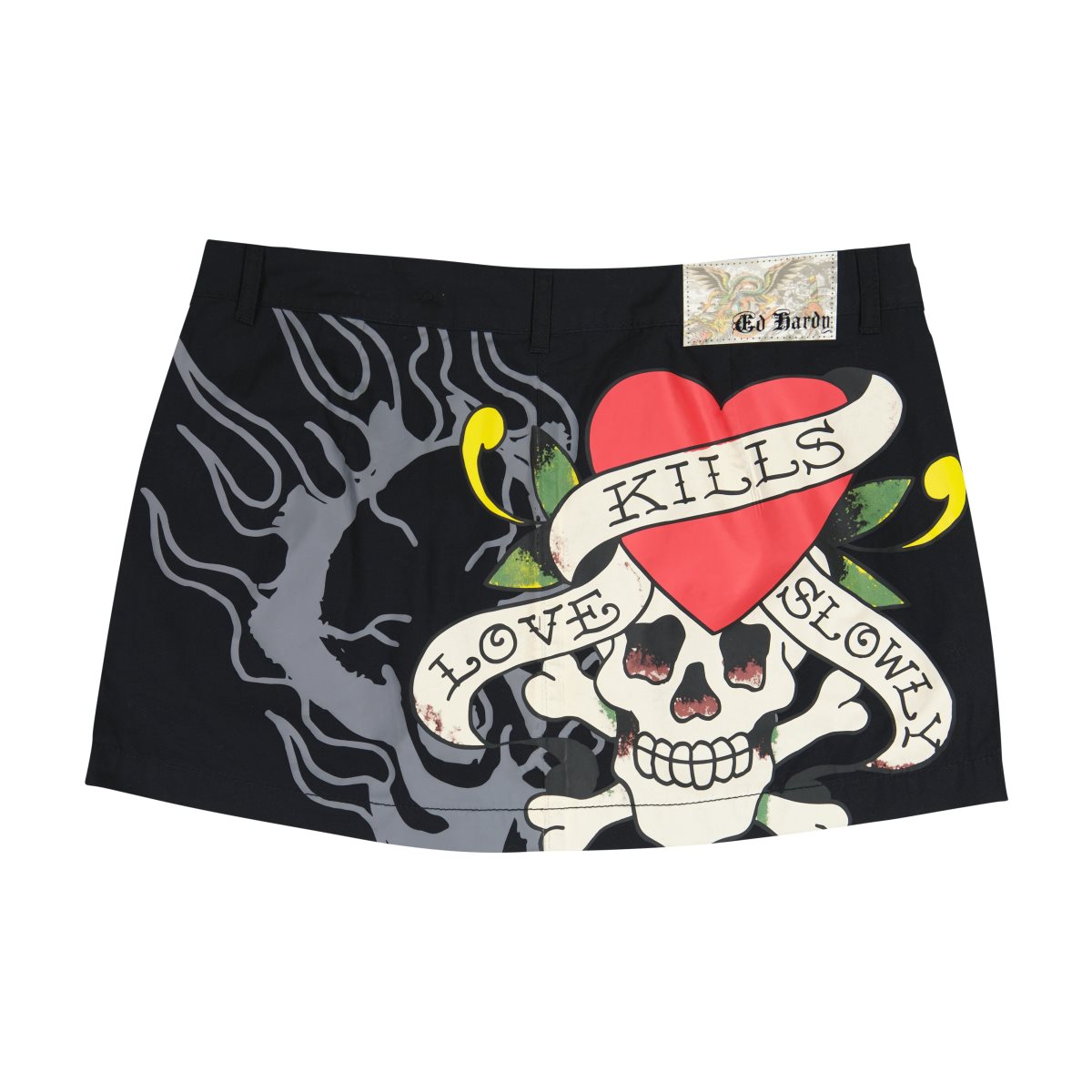 Black Ed Hardy LKS Skull Poplin Mini Skirt | DCLEISA-95