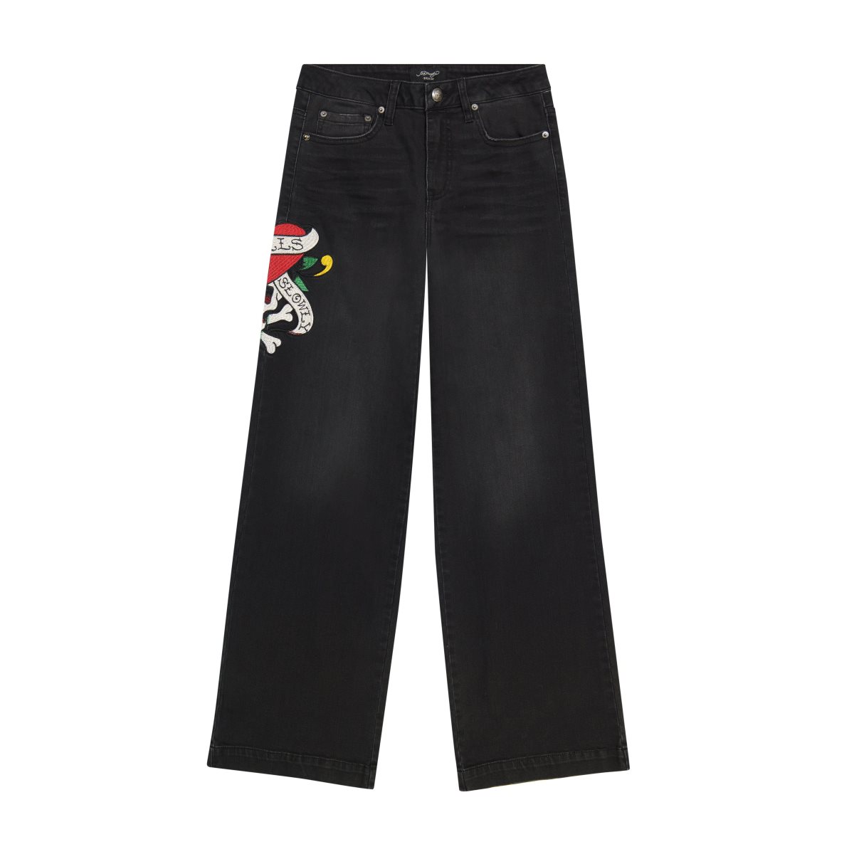 Black Ed Hardy LKS Skull Wide Leg Jean | XWPVISA-26