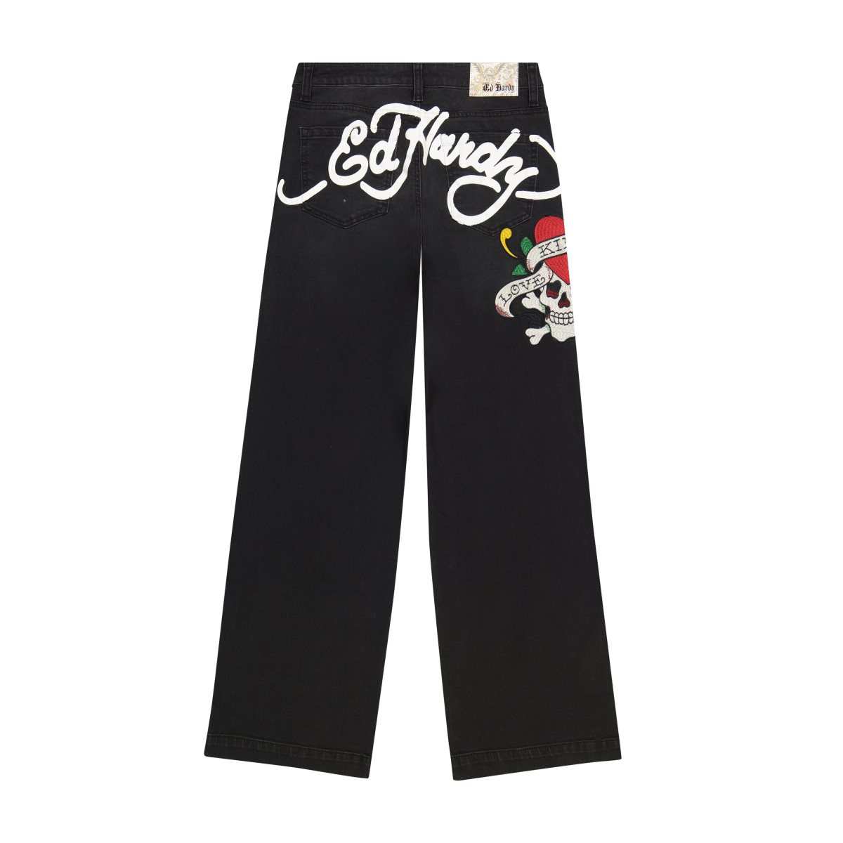 Black Ed Hardy LKS Skull Wide Leg Jean | XWPVISA-26