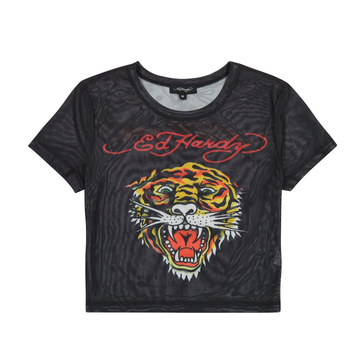 Black Ed Hardy Mesh Tiger Head Baby Tee | VSTOUCP-25