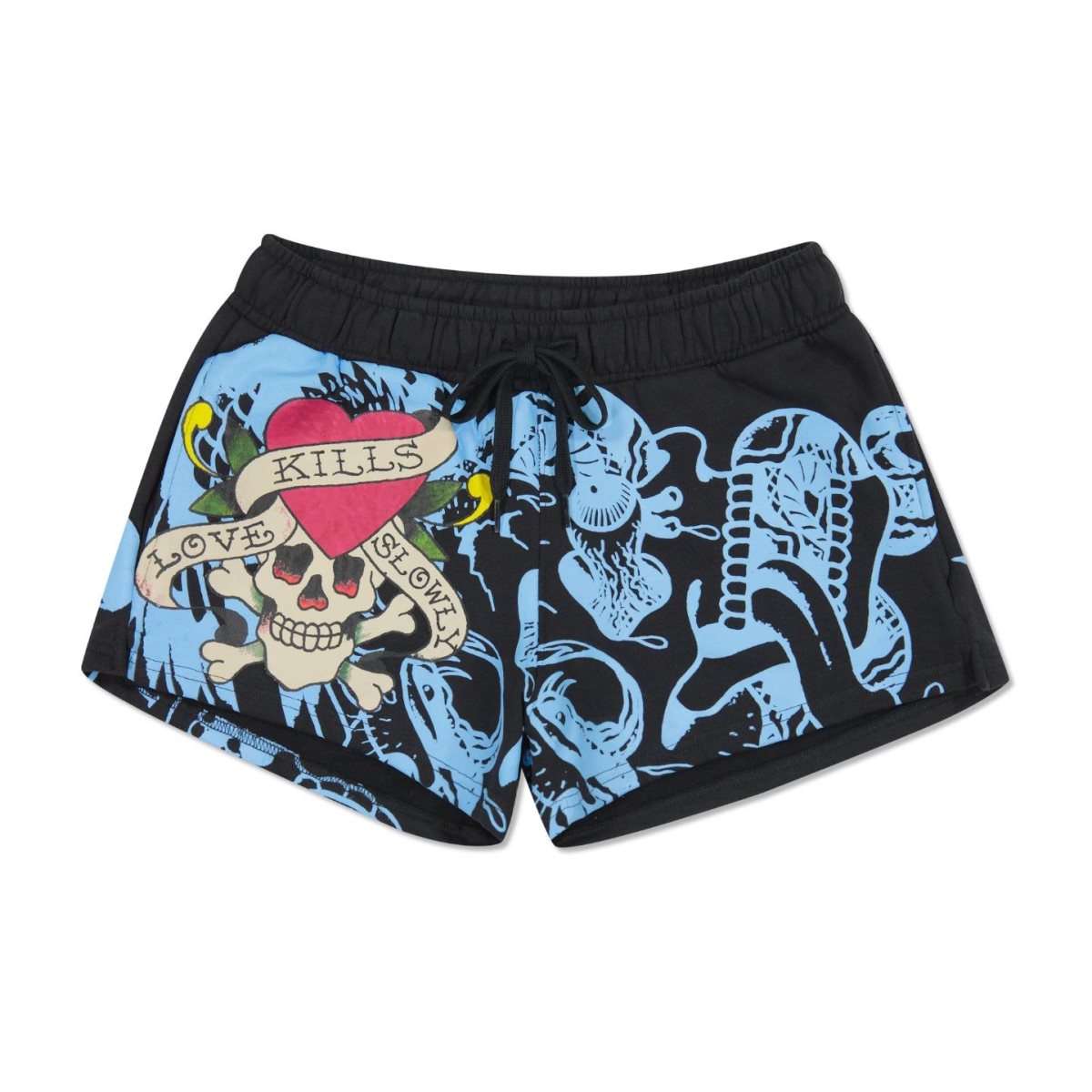 Black Ed Hardy NYC Skull Fleece Sweatshort | WPXJUAK-39