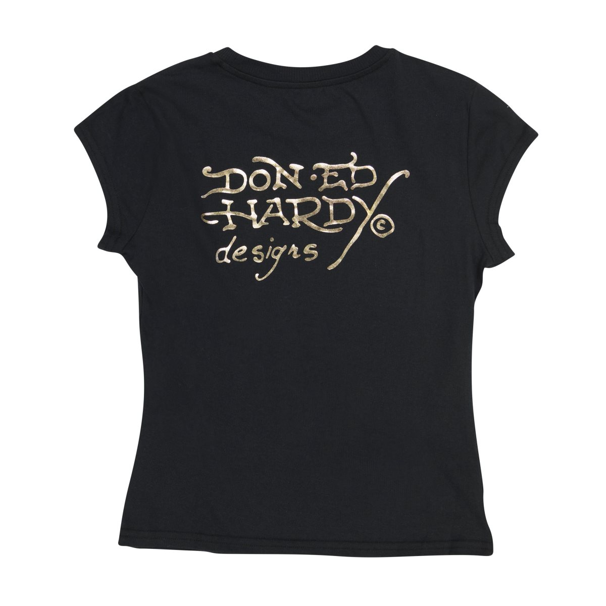 Black Ed Hardy Peacock Cap Sleeve Tee | GMJBCAU-14