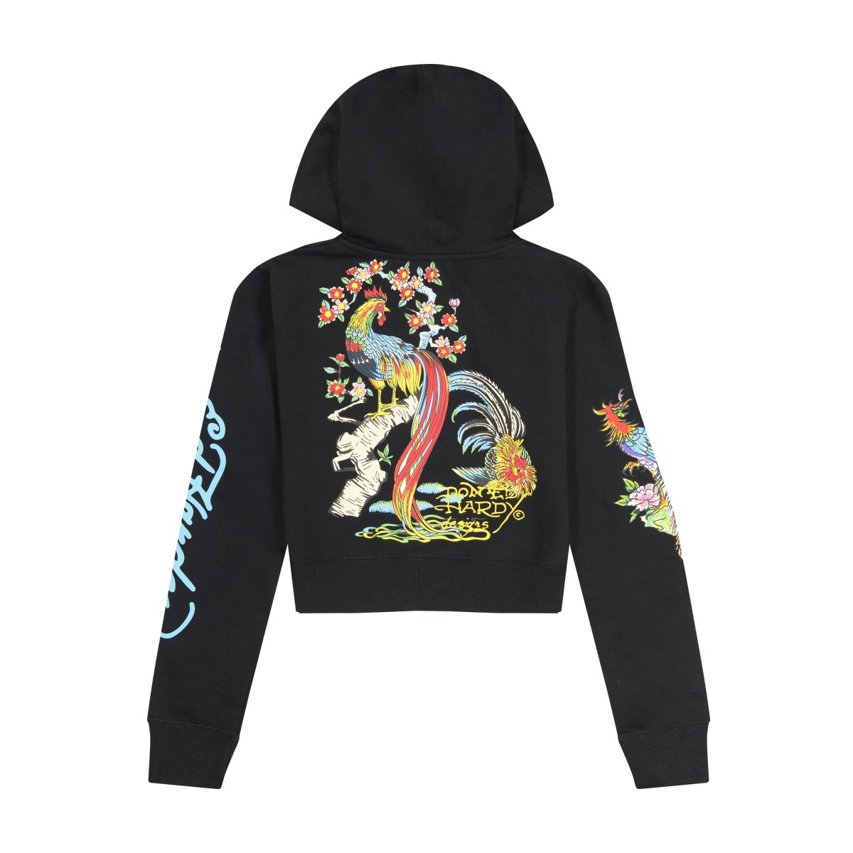 Black Ed Hardy Phoenix Cropped Hoodie | XOZTUVW-82