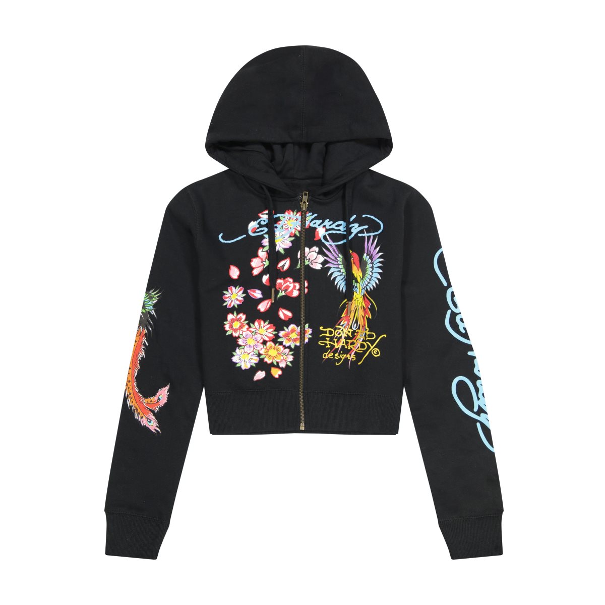 Black Ed Hardy Phoenix Cropped Hoodie | XOZTUVW-82