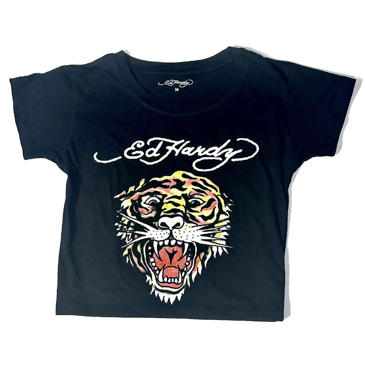 Black Ed Hardy Retro Tiger Baby Tee | YNGBIUH-05