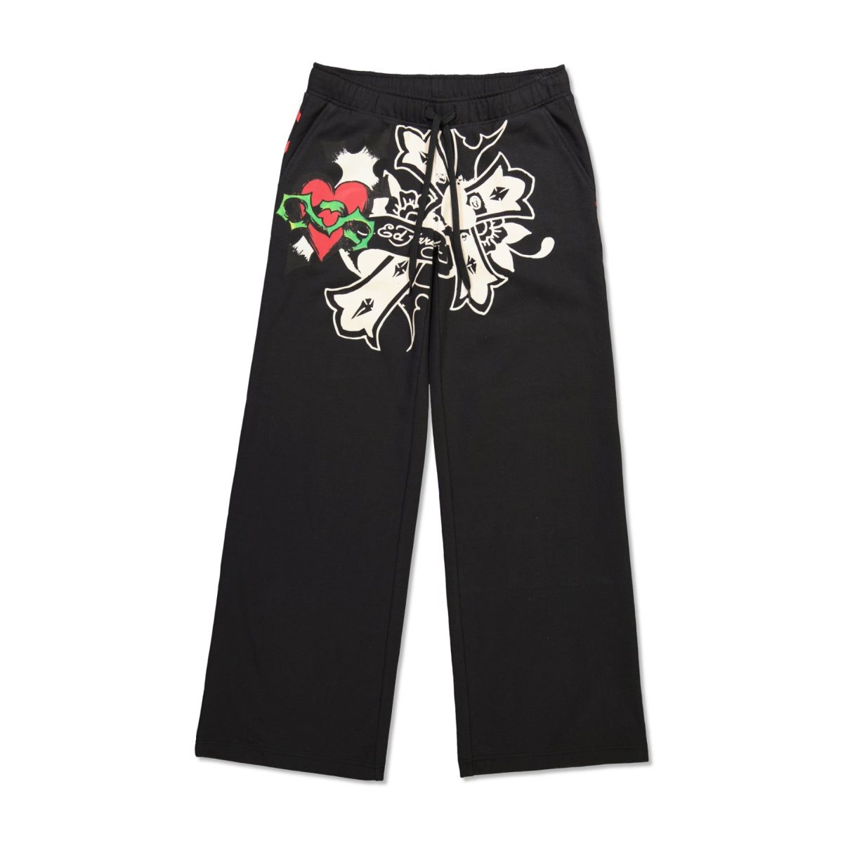 Black Ed Hardy Sacred Heart Fleece Sweatpant | GSKXURI-24