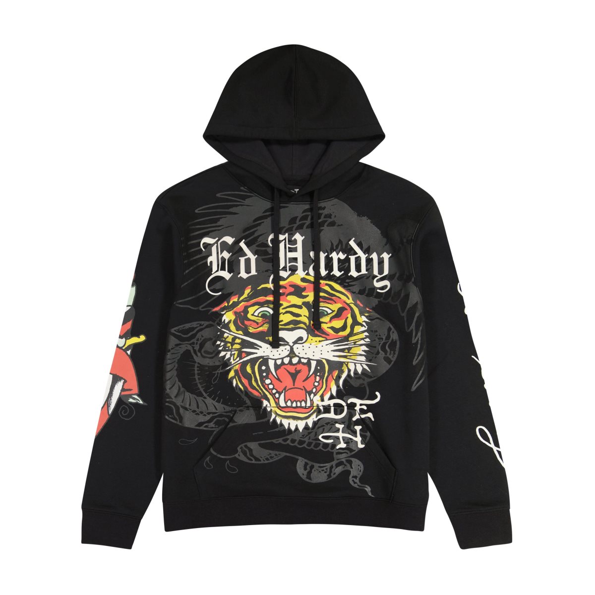 Black Ed Hardy Tiger Dagger Hoodie | BUSAZFL-58