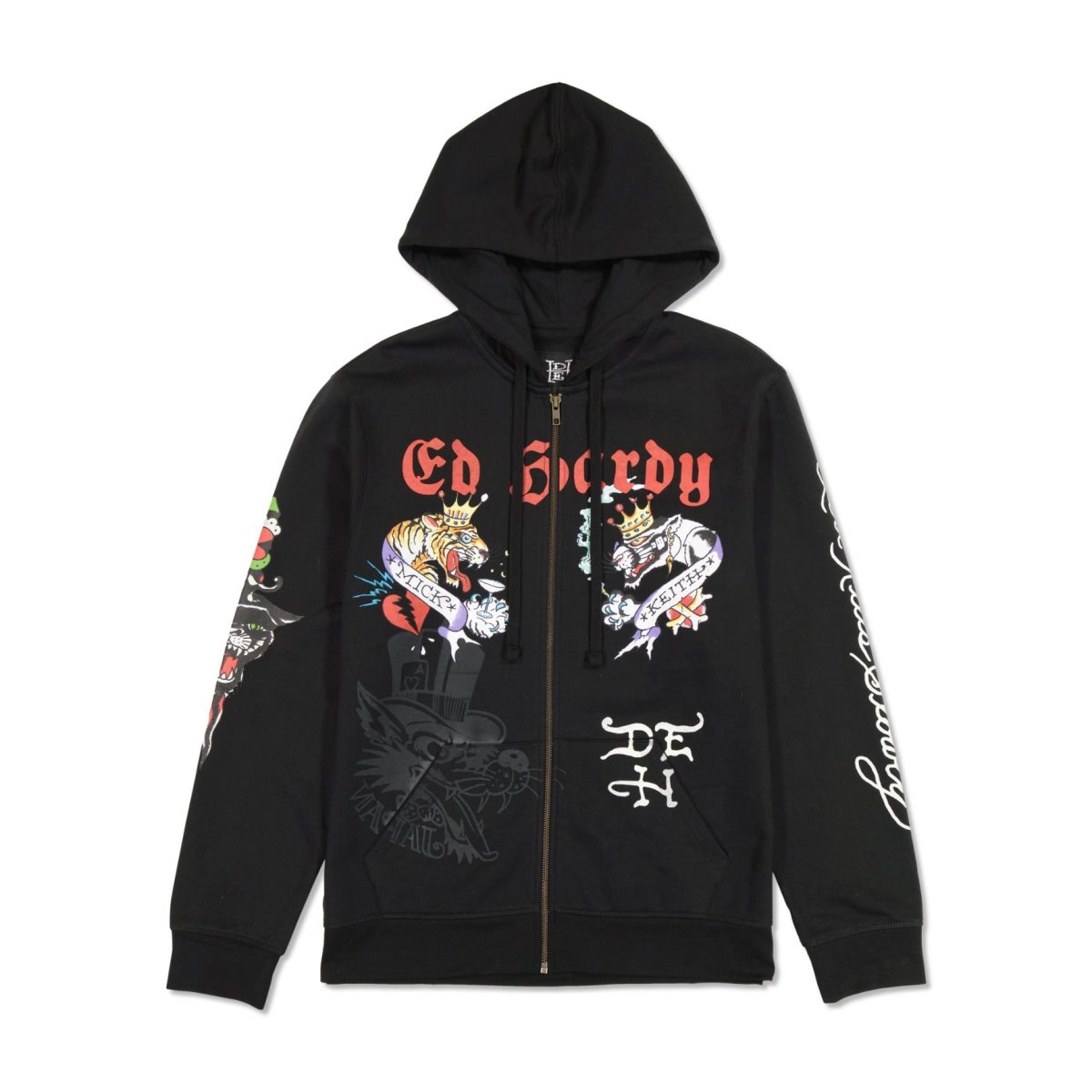 Black Ed Hardy Tiger Panther Hoodie | WXFCKBY-87