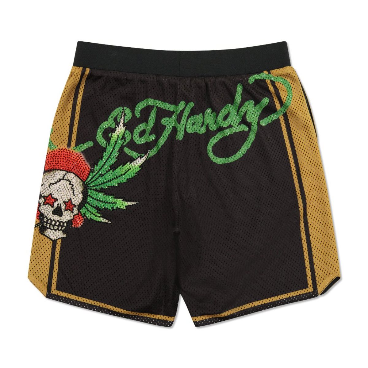 Black Ed Hardy Weed Skull Short | EYAXZKF-92