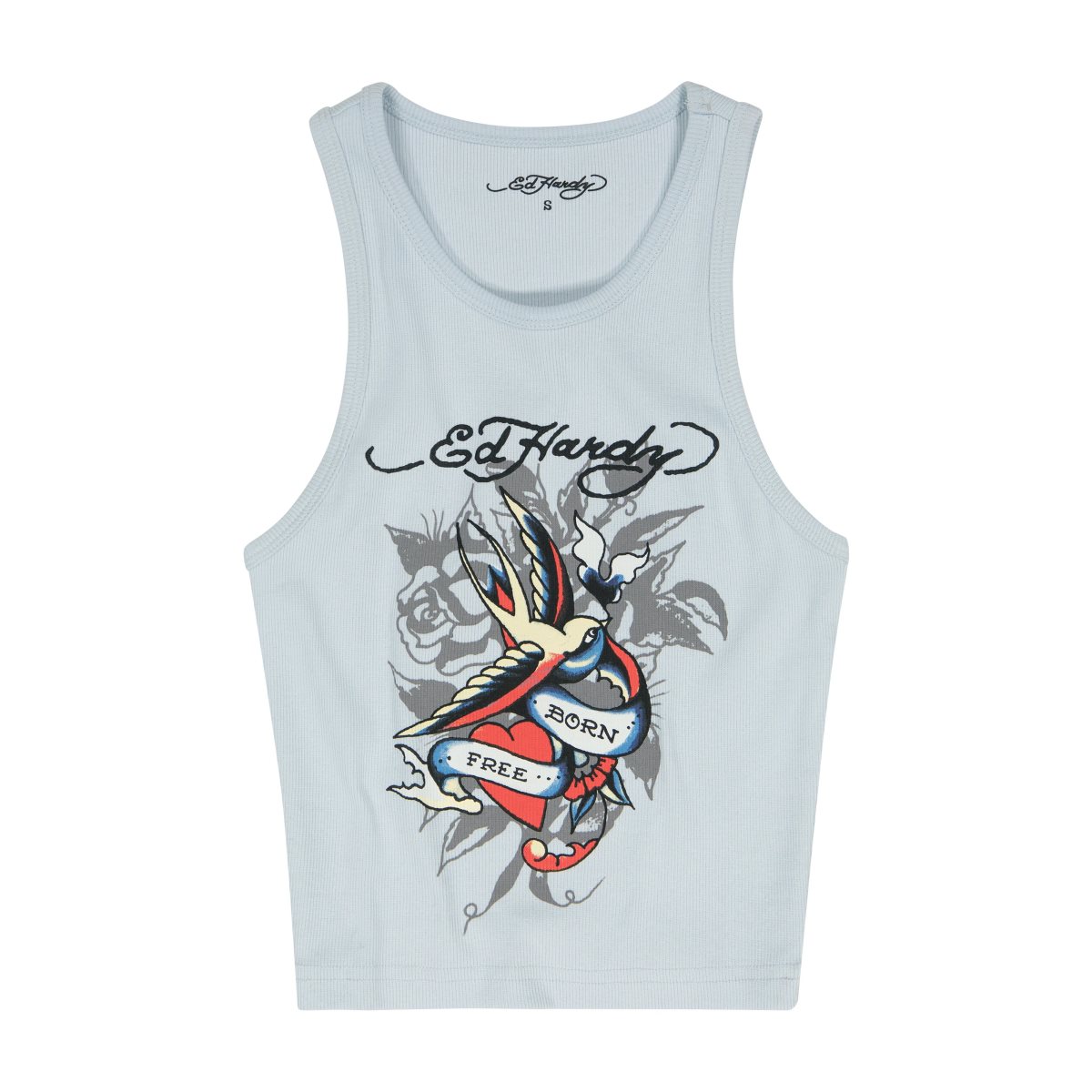 Blue Ed Hardy Swallow Rib Tank Top | GQTILCO-42