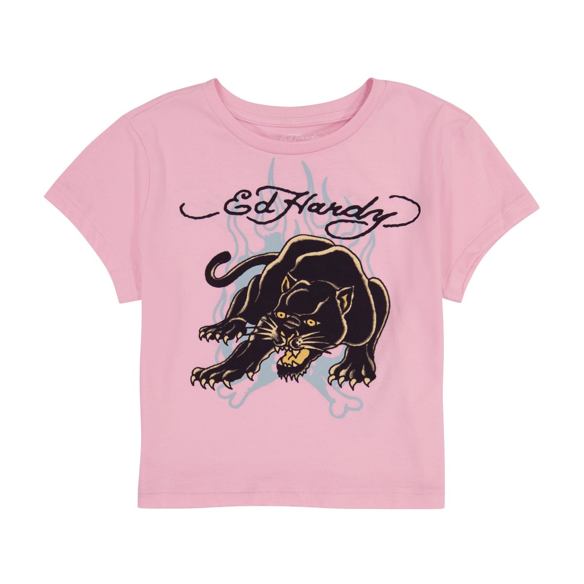 Bubble Gum Ed Hardy Panther Flame Baby Tee | TDAHGML-64