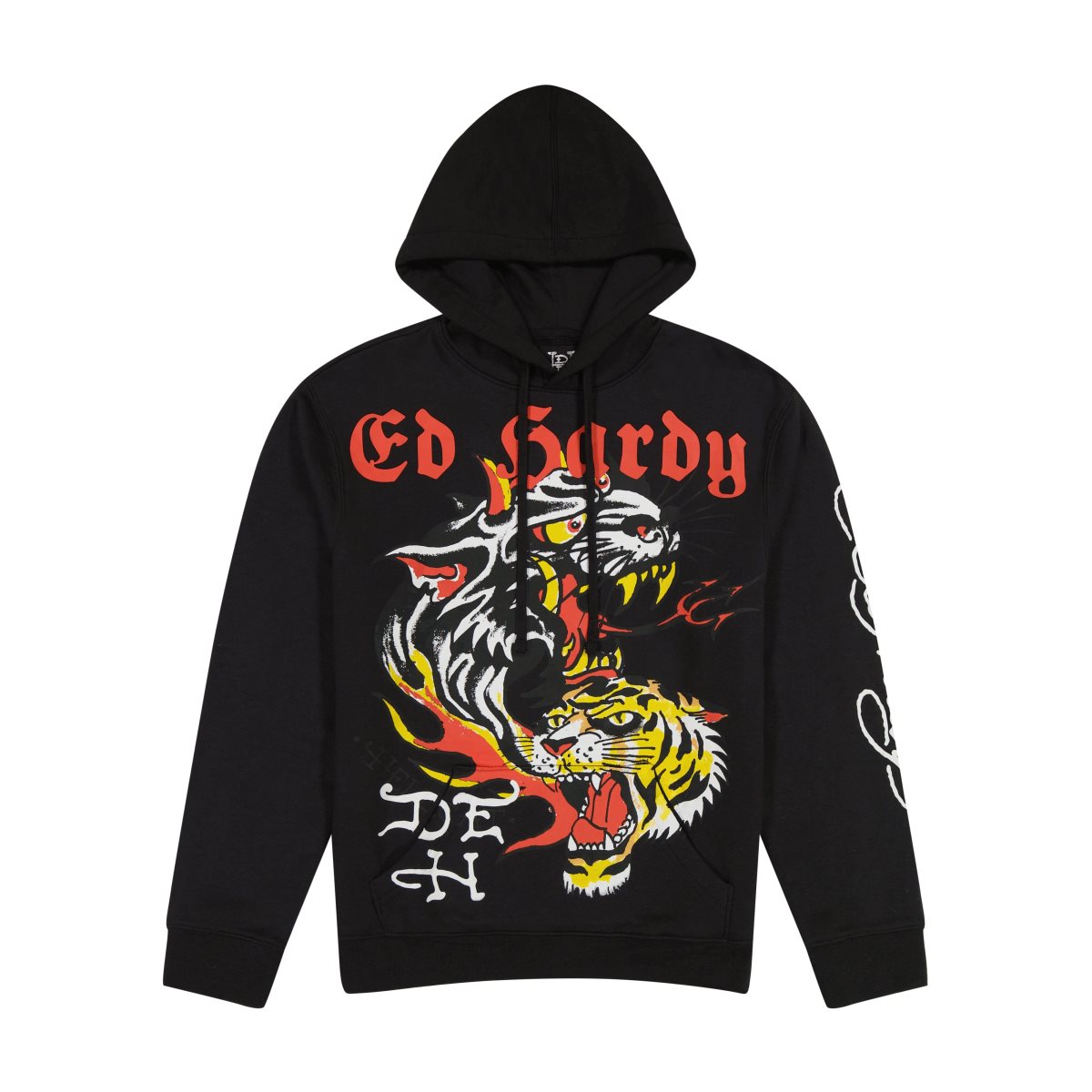 Ed Hardy Tiger Panther Black Pullover Hoodie | XDZKMUS-87