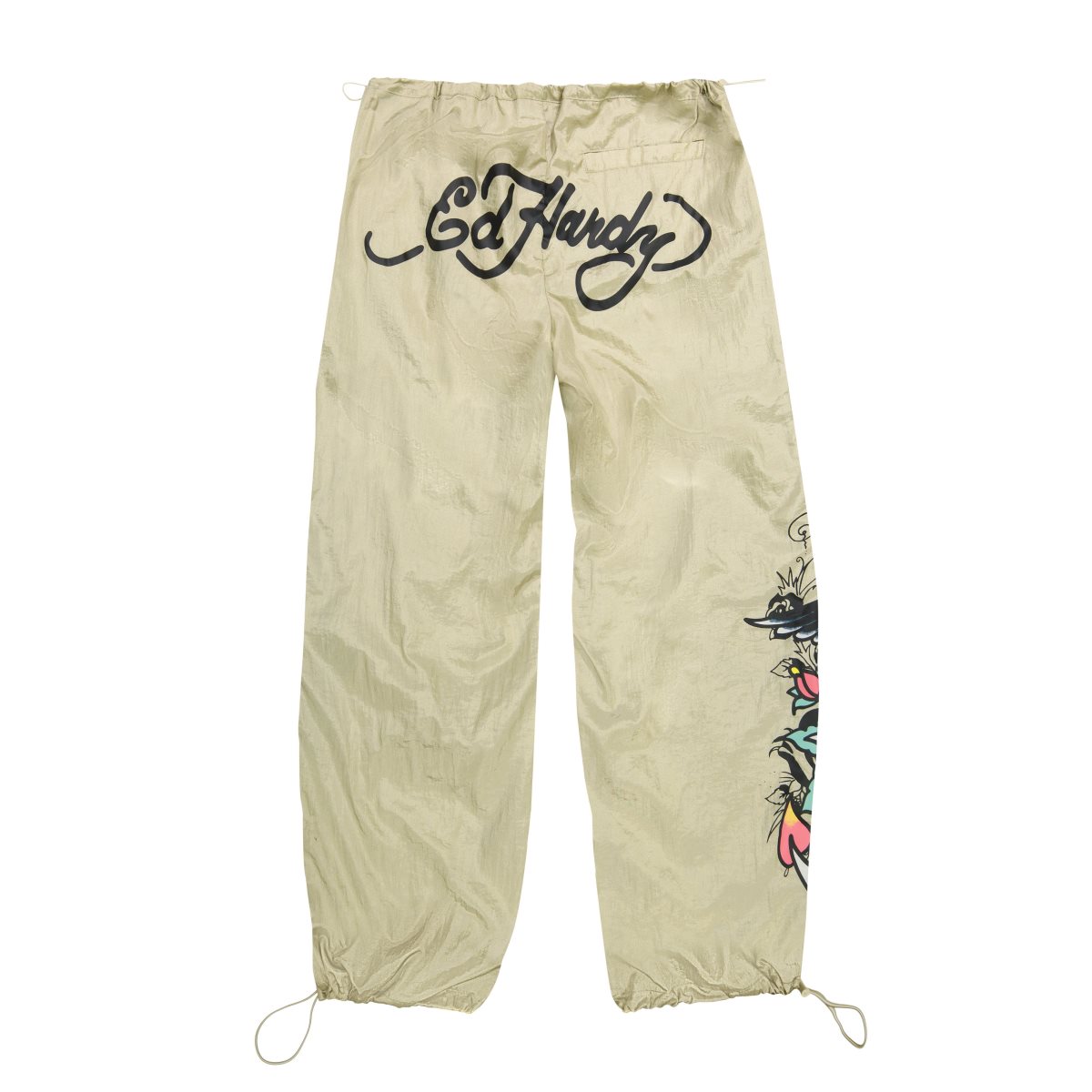 Gold Ed Hardy Eagle Anchor Nylon Parachute Pants | MHIZNXC-54