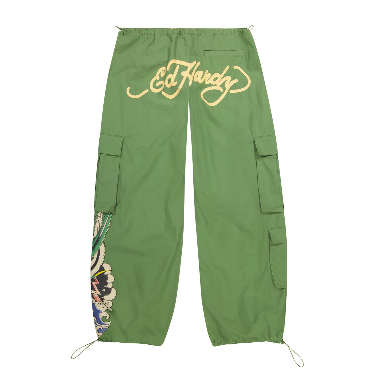 Green Ed Hardy Peacock Poplin Cargo Pants | FBCRVIQ-96