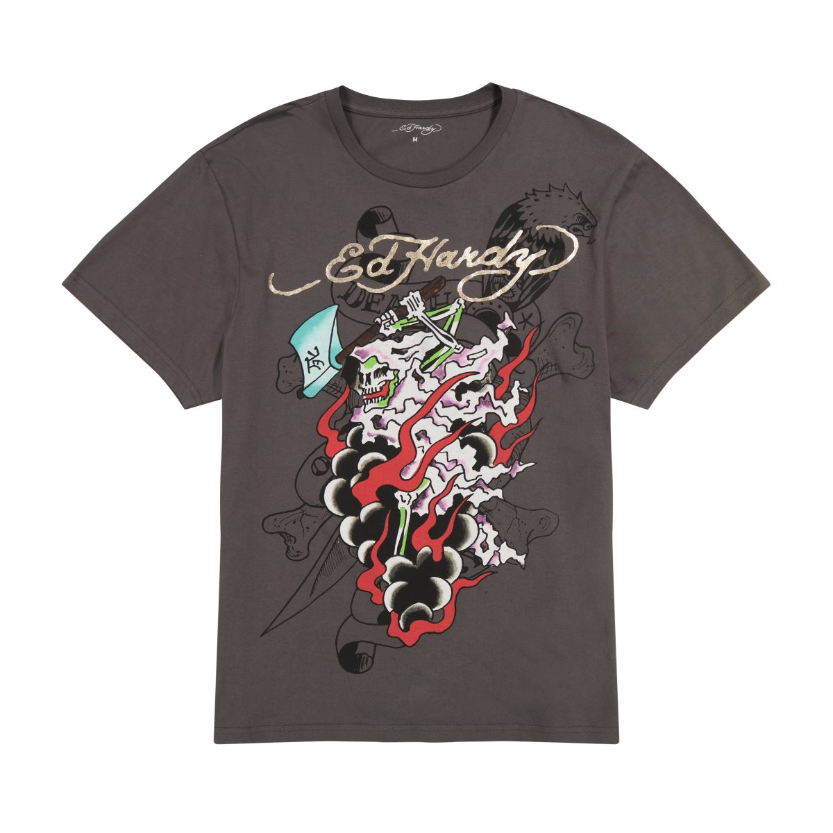 Grey Ed Hardy Reaper Mens Tee | CAOBVSP-17