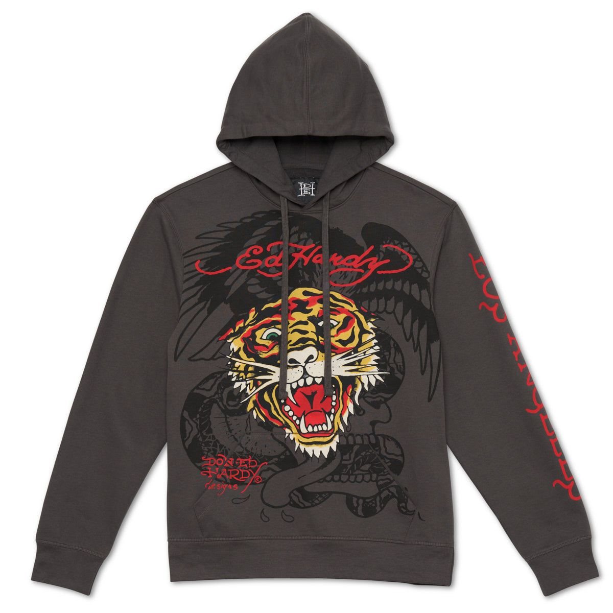 Grey Ed Hardy Retro Tiger Hoodie | SZTAVNU-17