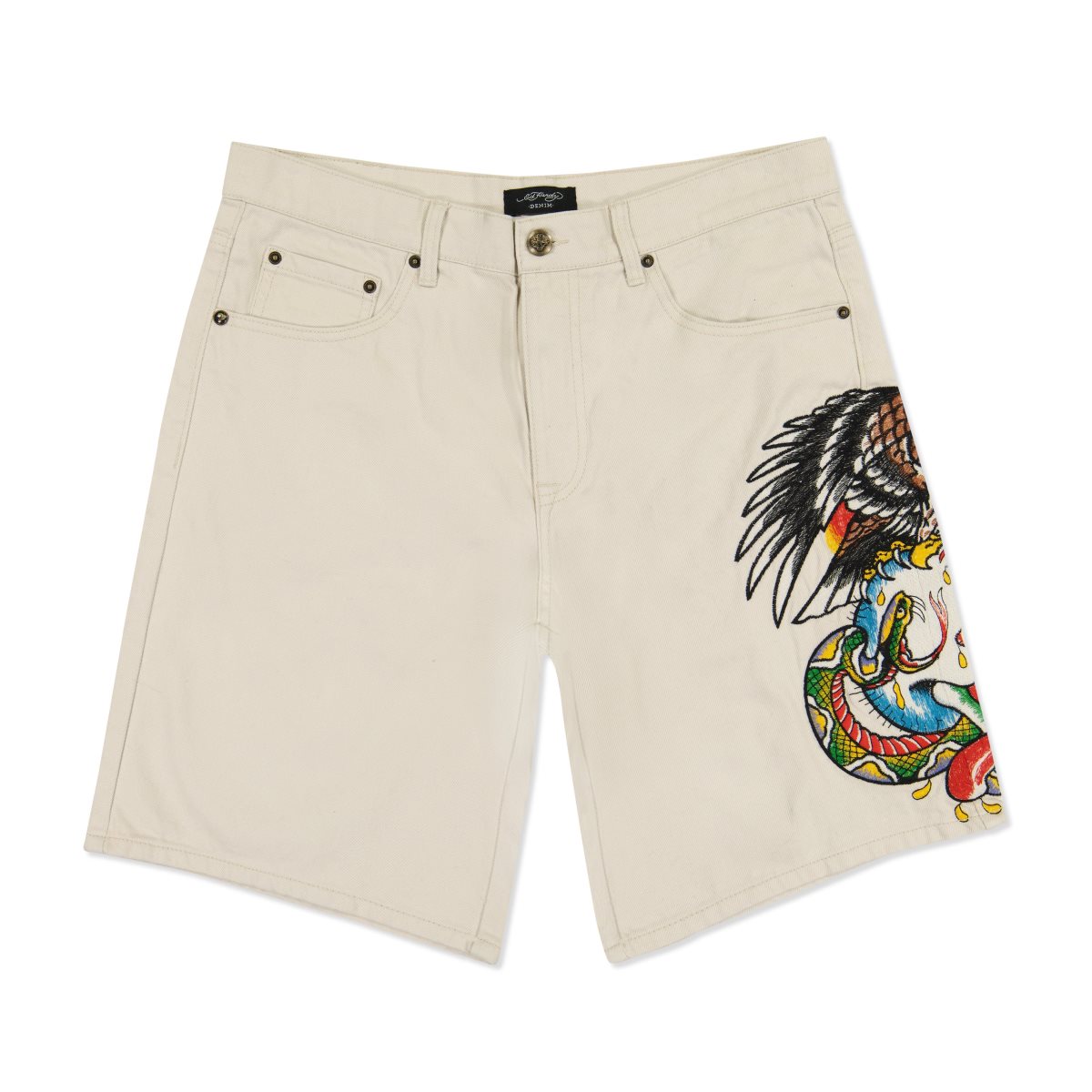 Khaki Ed Hardy Battle Skull Skater Short | BOSMJNV-62