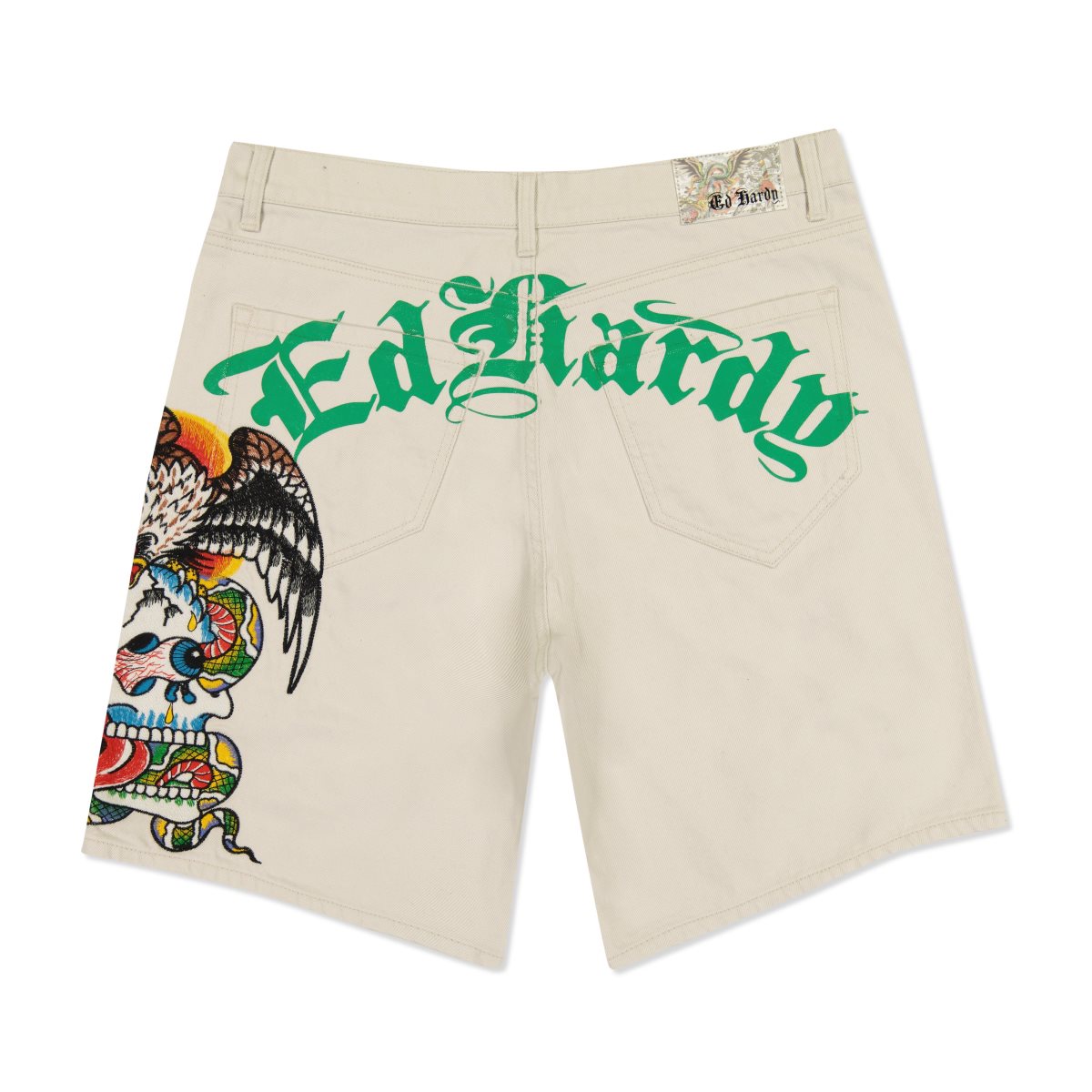 Khaki Ed Hardy Battle Skull Skater Short | BOSMJNV-62