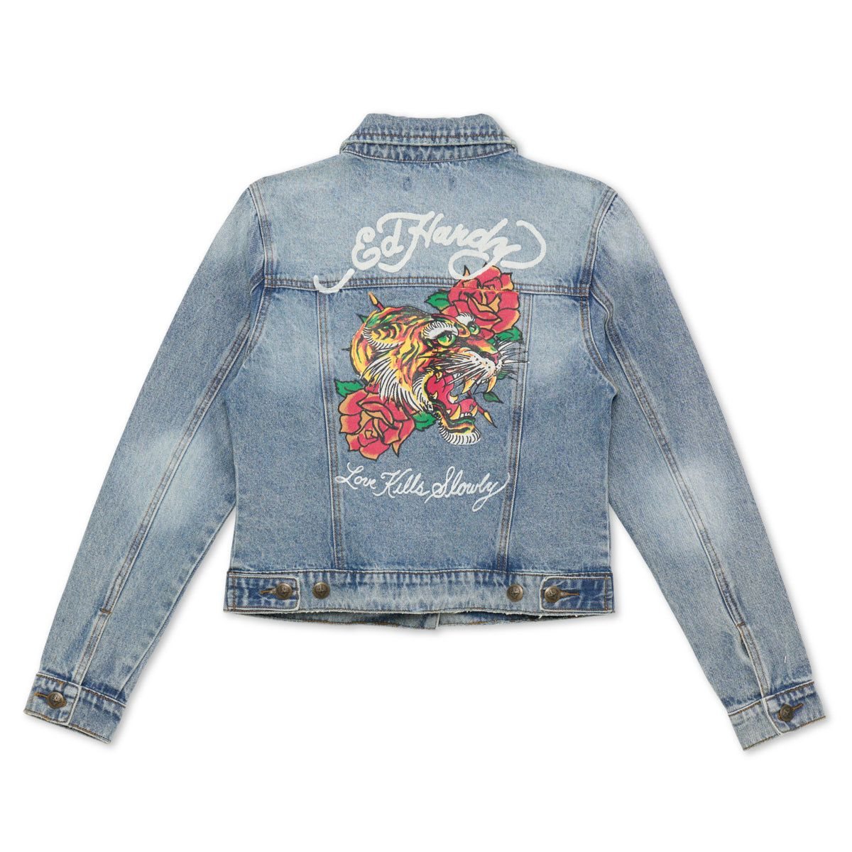 Light Acid Ed Hardy Screaming Tiger Denim Jacket | SOKCJVT-07